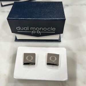 Silver tone monogrammed cuff links initial M New in Box STOCKING STUFFER GIFT